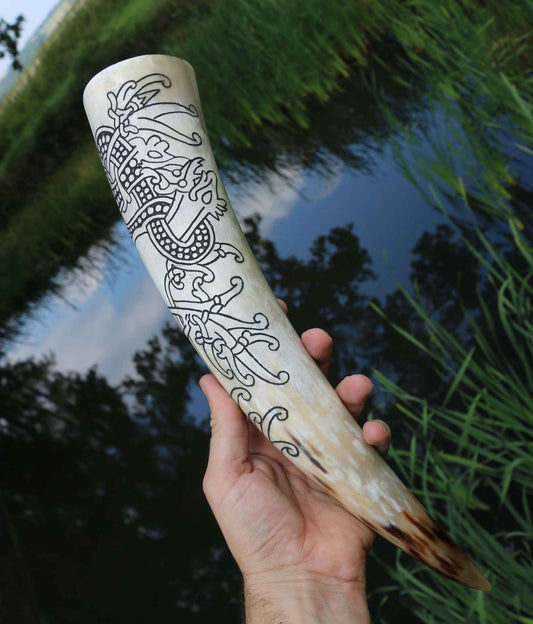 Nordic Dragon Drinking Horn