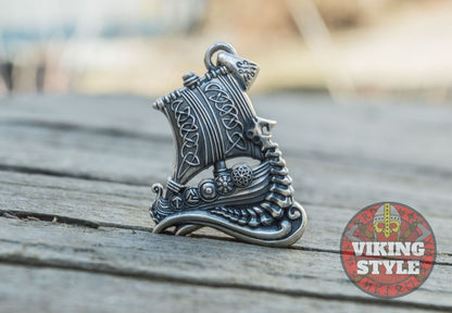 Viking Ship Pendant II - Drakkar, 925 Silver