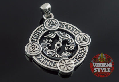 Huginn & Muninn Pendant - Norse Symbols, 925 Silver