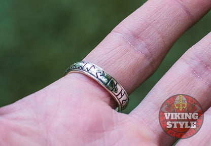 Adjustable Rune Ring - 925 Silver