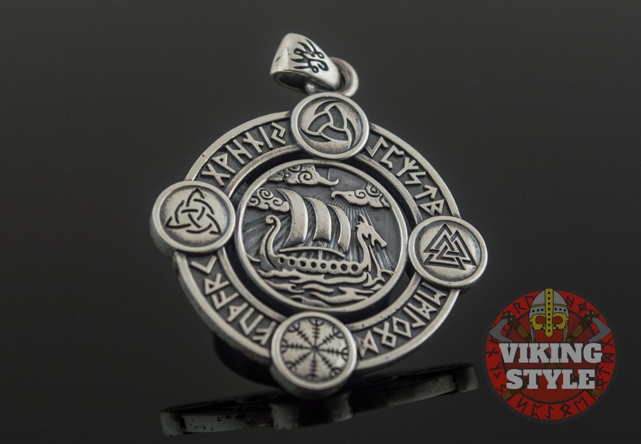 Viking Ship Pendant VI - Drakkar, 925 Silver