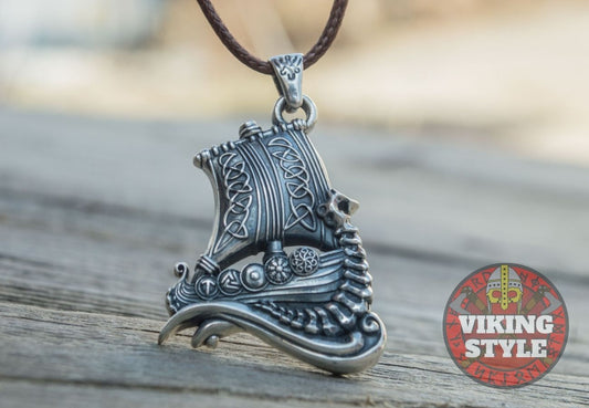 Viking Ship Pendant II - Drakkar, 925 Silver