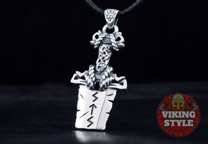 Viking Sword Pendant - Broken Sword, 925 Silver