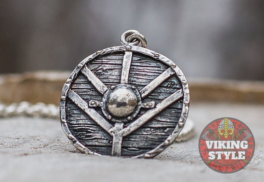 Viking Shield Pendant - Fehu, 925 Silver