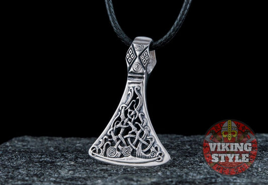 Viking Axe Head Pendant - Urnes, 925 Silver