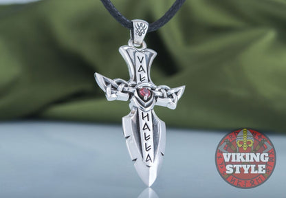 Viking Dagger Pendant - Runic, 925 Silver