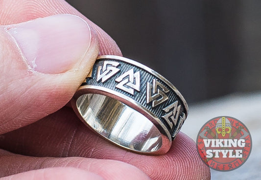 Valknut Ring - Band, 925 Silver