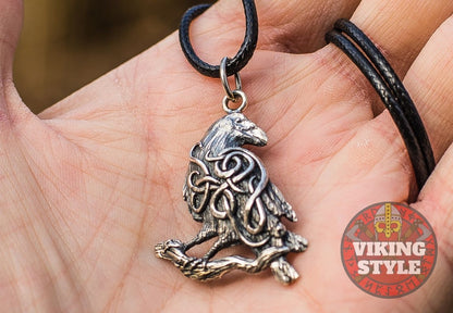 Norse Raven Pendant - Hræfn, 925 Silver