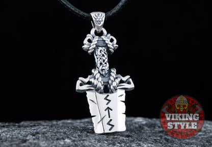 Viking Sword Pendant - Broken Sword, 925 Silver