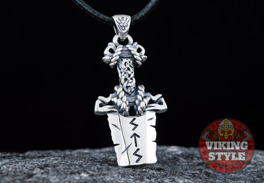 Viking Sword Pendant - Broken Sword, 925 Silver