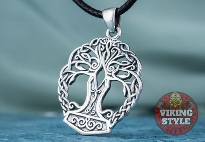 Mjölnir Pendant - Tree of Life, 925 Silver