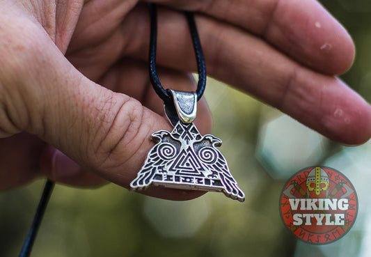 Valknut Pendant - Huginn & Muninn, 925 Silver