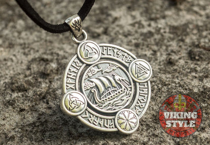 Viking Ship Pendant VI - Drakkar, 925 Silver