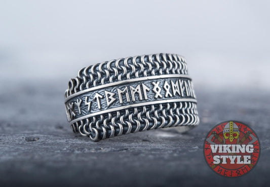 Runic Ring - Chainmail, 925 Silver