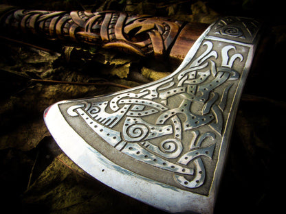 Handmade Viking Axe - Dragon