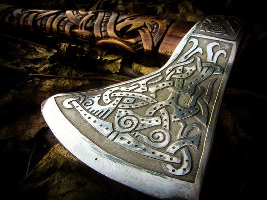 Handmade Viking Axe - Dragon