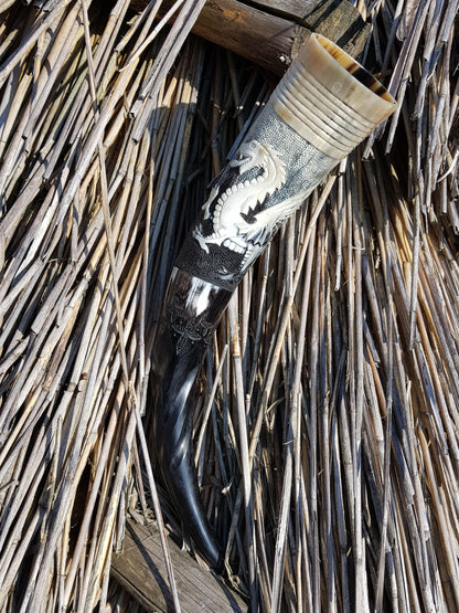 Norse Dragon Drinking Horn