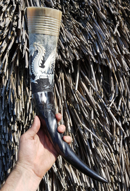 Norse Dragon Drinking Horn